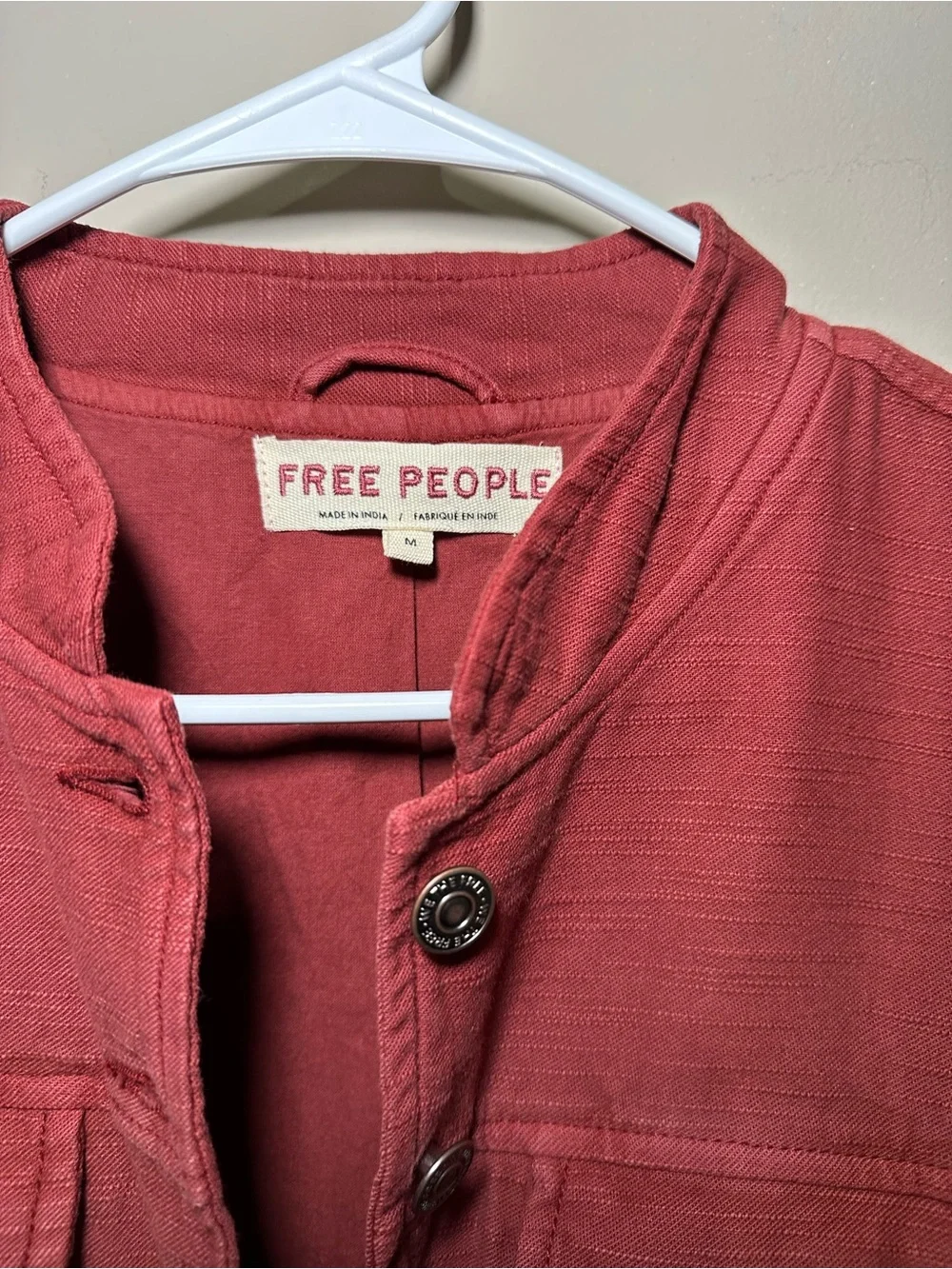 Free People Jocelyn Cotton Jacket M Women's Red Dahlia Peplum Coat - Picture 7 of 8